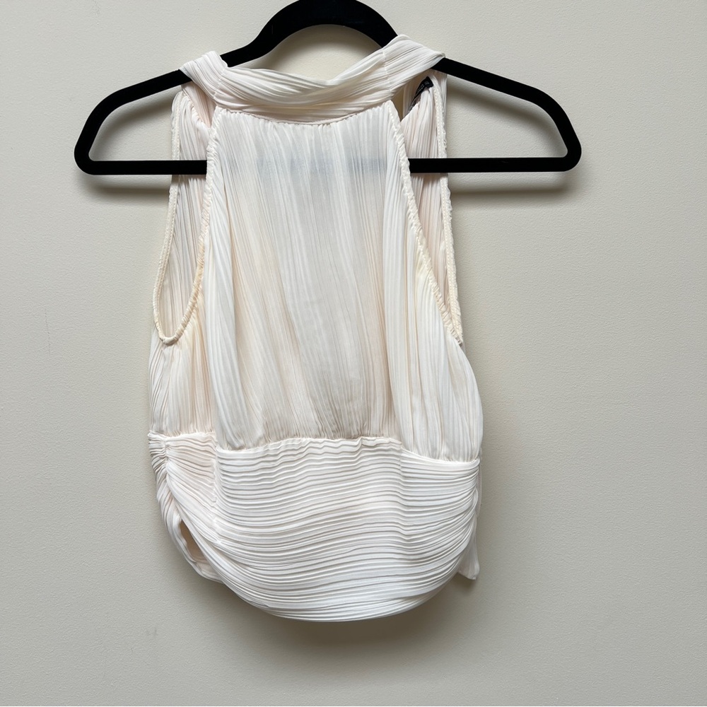 Zara Chic White Pleated Tank Top